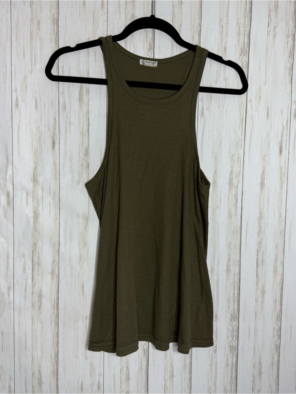 Free People Olive Ribbed Neck Tank Medium